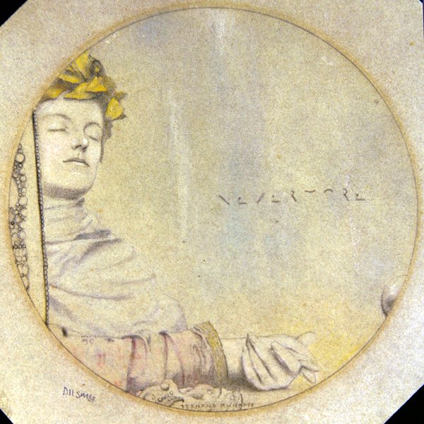 Nevermore (纸上铅笔和彩色粉笔) 作者 费尔南德·科诺普夫