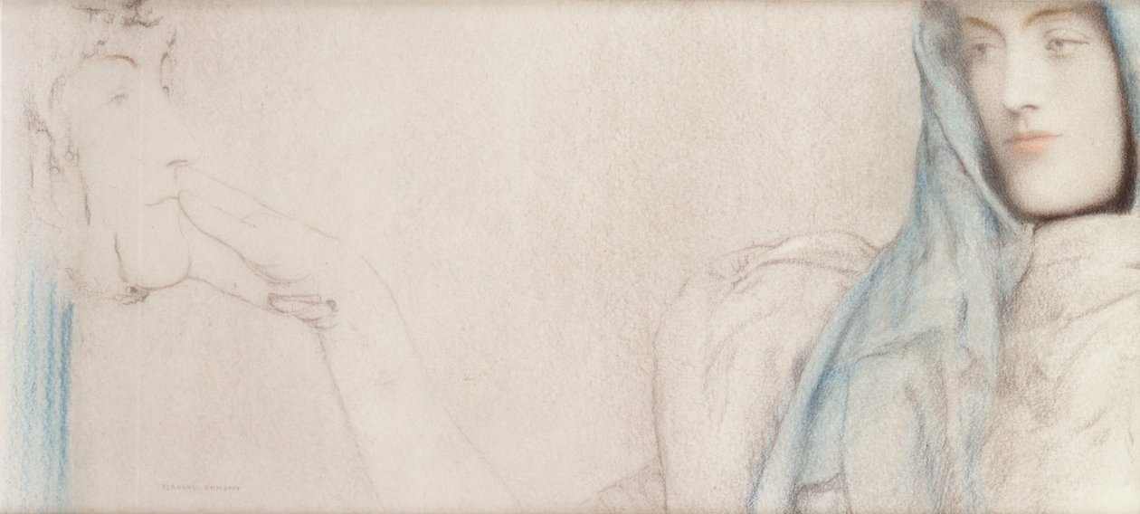 研究秘密，c.1902 作者 费尔南德·科诺普夫
