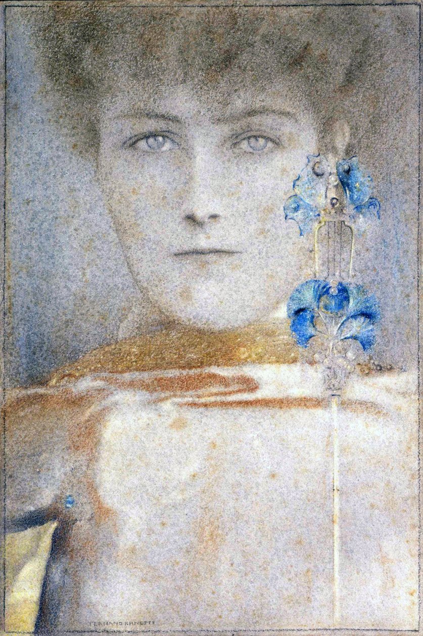 White mask, by Fernand Khnopff (1858-1921) 作者 费尔南德·科诺普夫