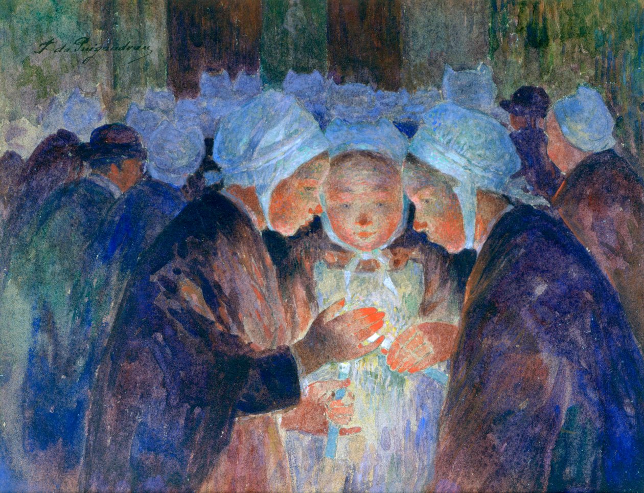 布列塔尼大游行前的年轻人，c1884-1930 作者 费尔南德·洛延·杜普伊戈多