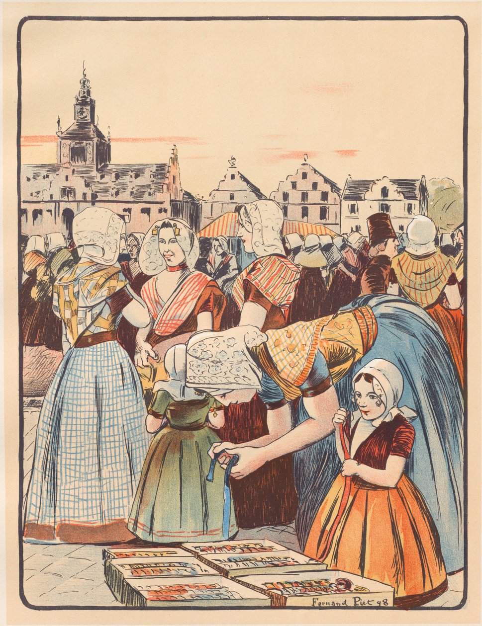 Zeeland的一个市场，1898年。 作者 费尔南德·皮特（Fernand Piet）