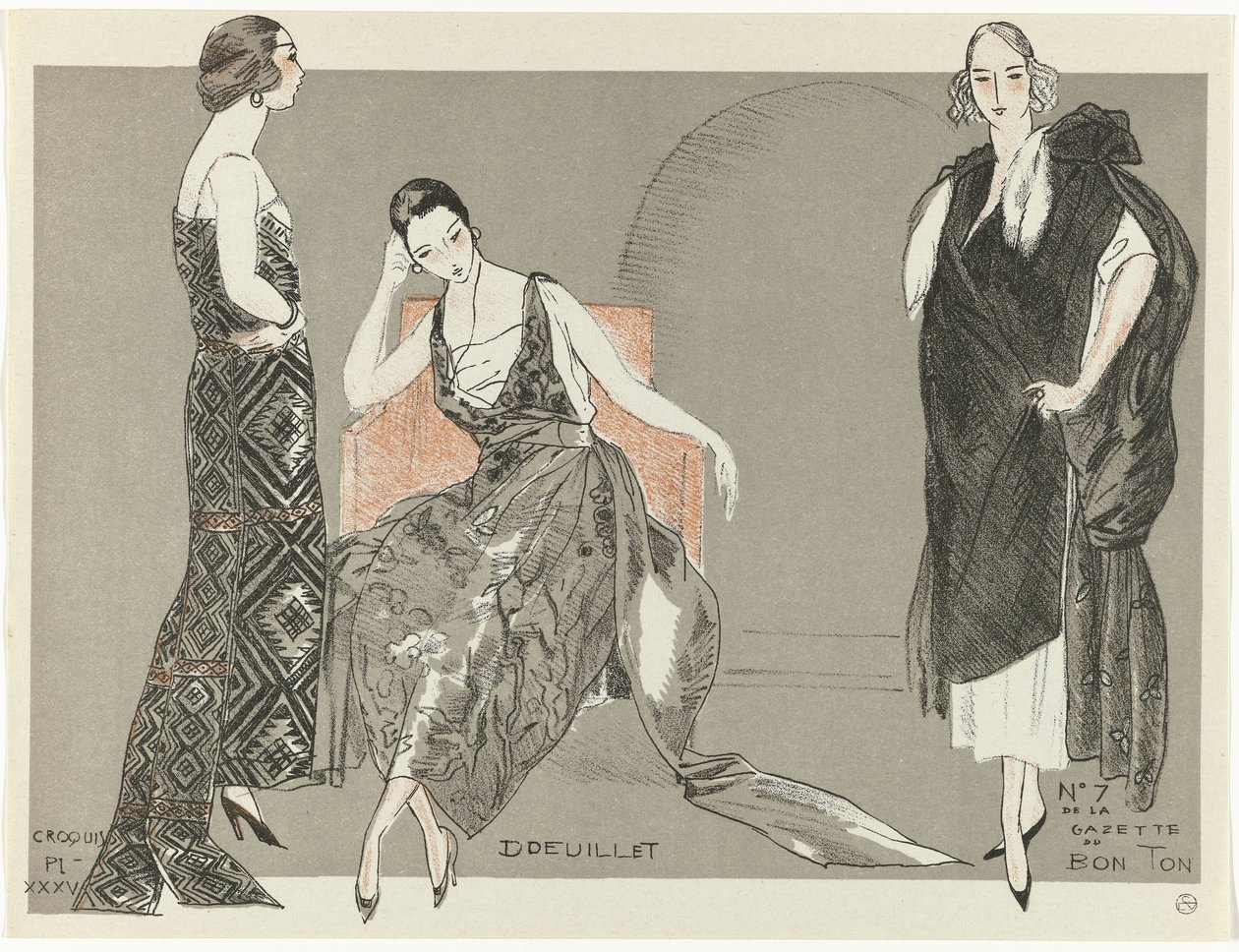 Gazette du Bon Ton》，1920 年 - 第 7 期，素描 Pl. XXXV: Doeuillet（标题在实物上） 作者 费尔南德·西蒙