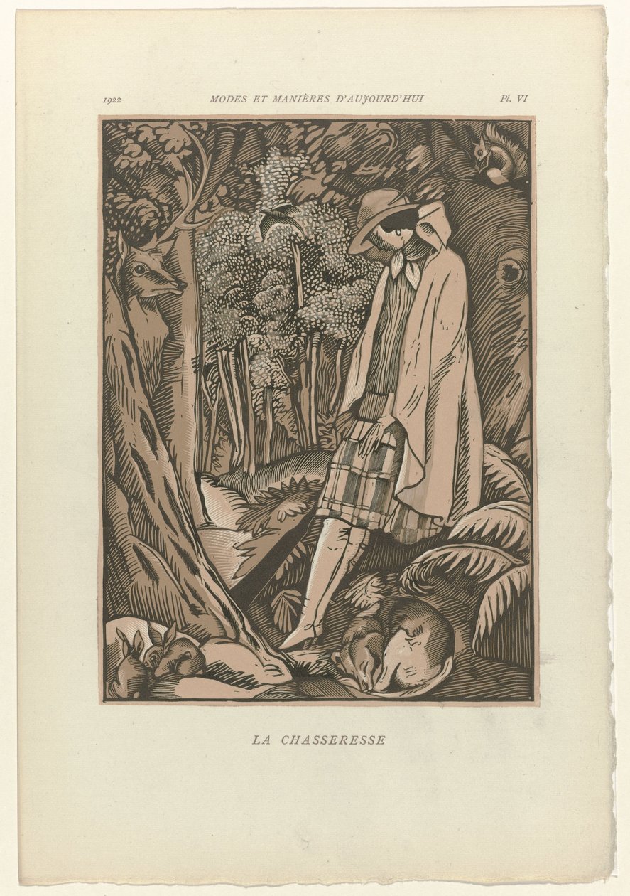 现代的方式与方法》，1922 年，第 6 插图：女猎人 作者 费尔南德·西蒙