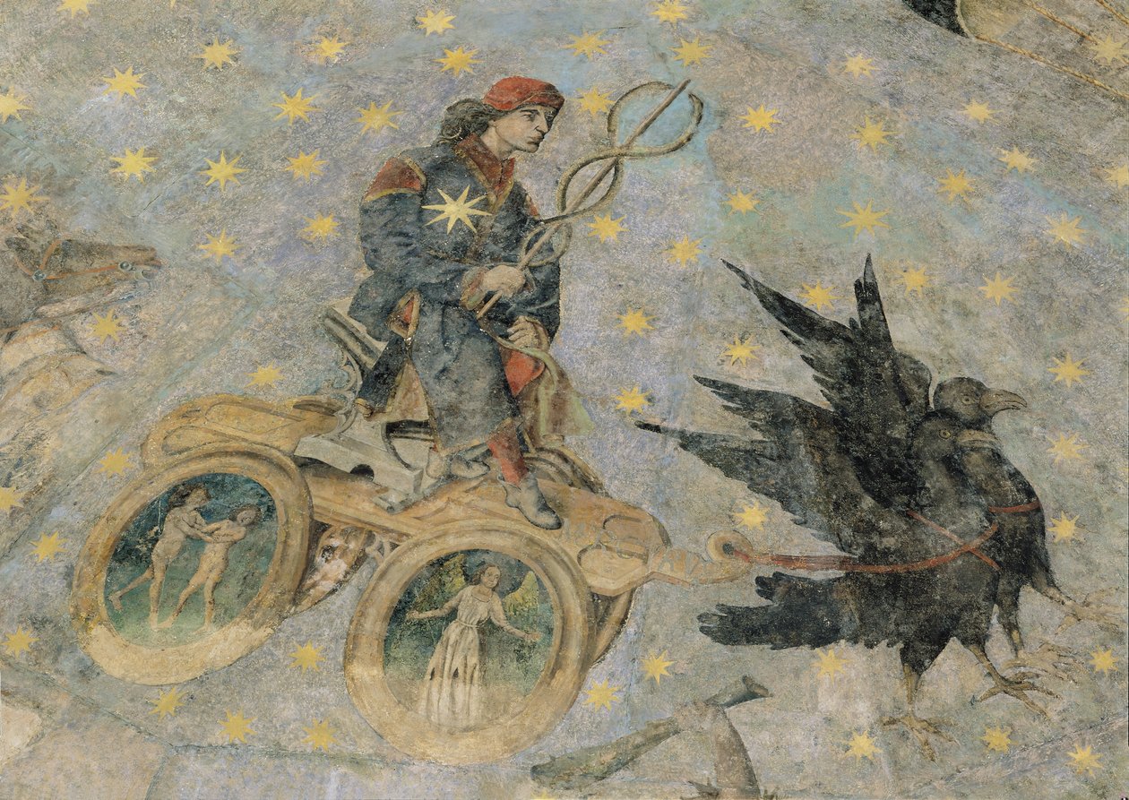 水星战车，细节来自&39;Cielo de Salamanca&39;的拱顶，c.1480-90 作者 费尔南多·加列戈