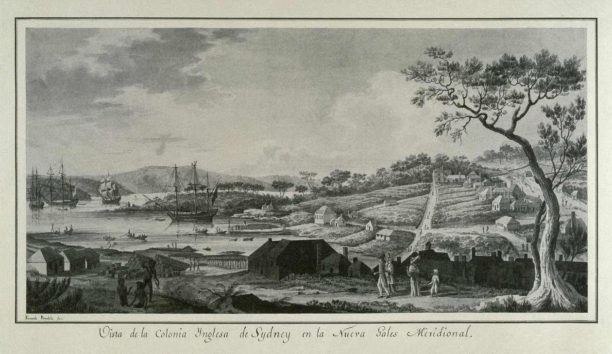 马拉斯皮纳，亚历杭德罗（1754-1809 年）。意大利-西班牙航海家和探险家；费尔南多-布兰比拉（1763-1834 年）。画家。澳大利亚（18 世纪）。新南威尔士的英国殖民地。费尔南多-布兰比拉为亚历杭德罗-马尔的科学考察绘制的插图 作者 费尔南多·布朗比拉