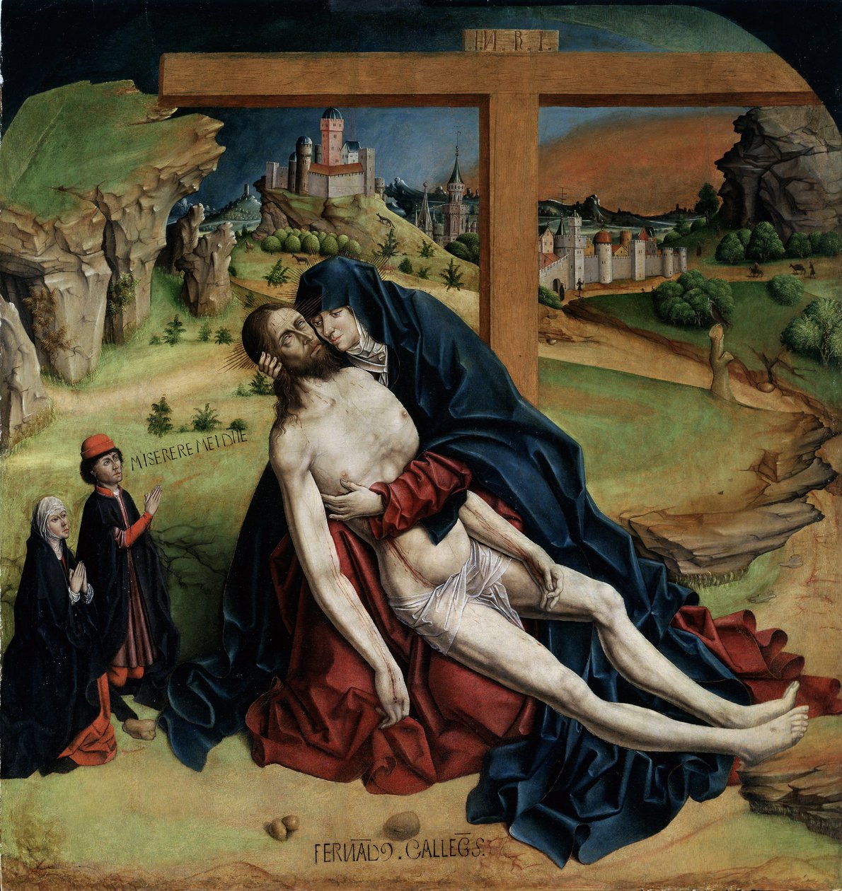 Vierge de pitie - (Pieta) Peinture de Fernando Gallego (vers 1440-1507) 1470 Dim.1,25x1,09 米 马德里，普拉多博物馆 作者 费尔南多·加列戈