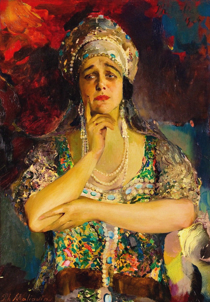 歌手Nadezhda Plevitskaya的肖像，1924年 作者 菲利普（Filipp Andreevic Maljavin）