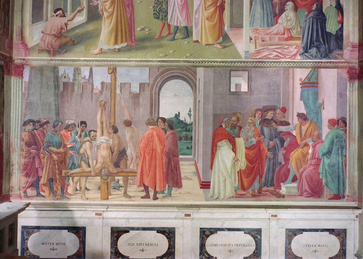 与Simon Mago的争执和圣彼得的被钉十字架，c.1484-85 作者 菲律宾人利皮