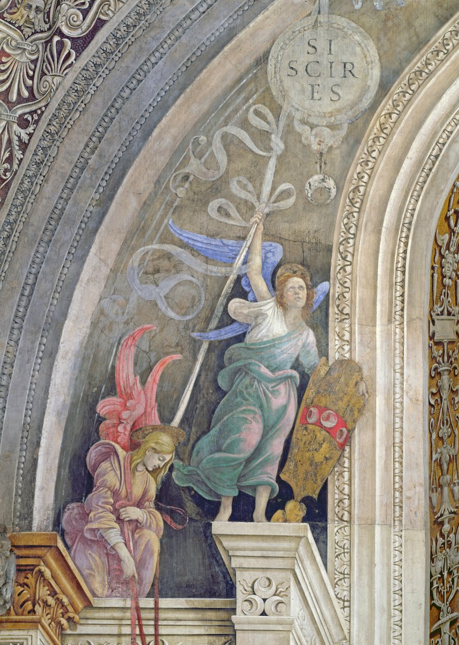 两个天使，细节从Strozzi教堂东墙的左侧，c.1457-1502 作者 菲律宾人利皮