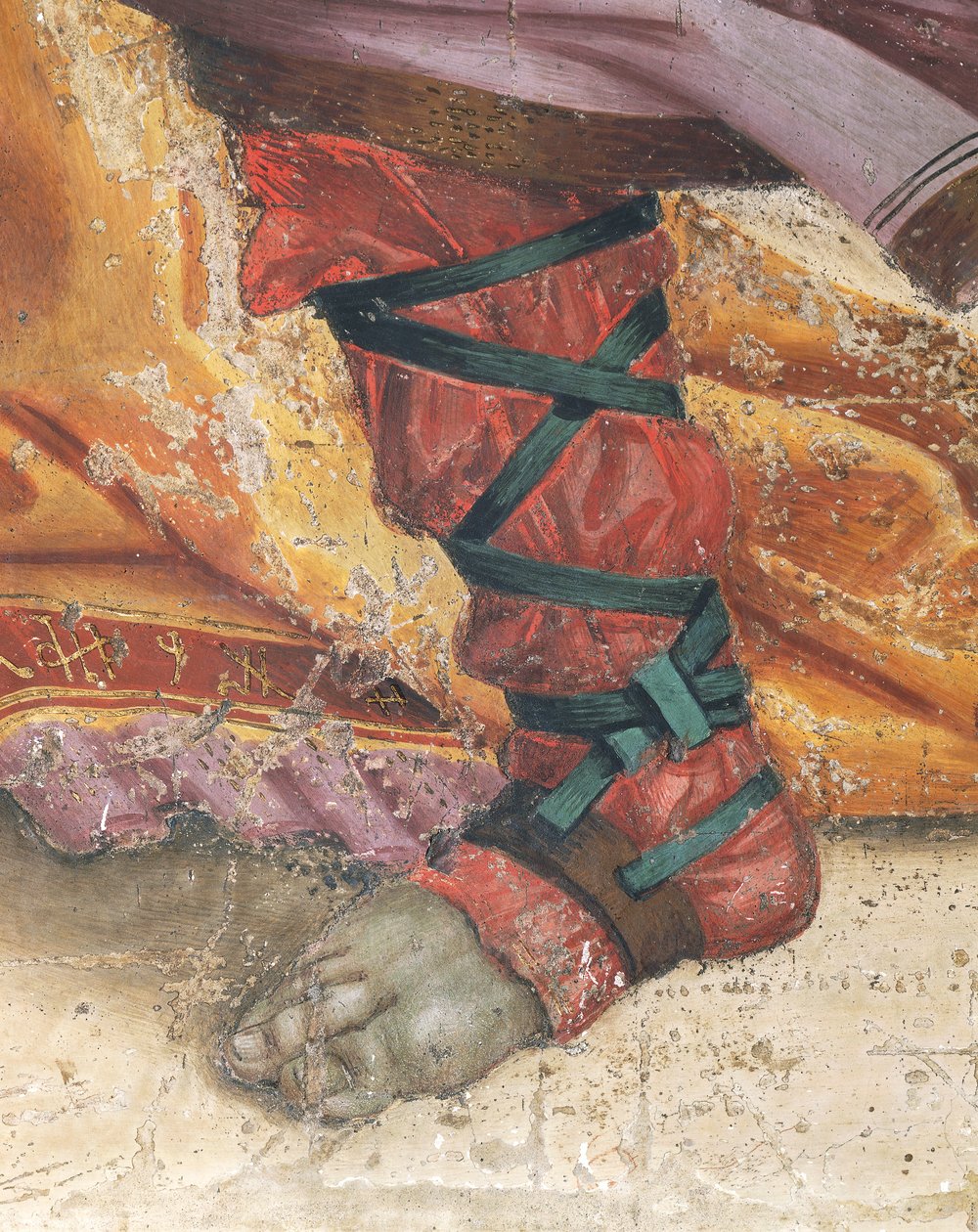 Saint Philip Driving Dragon from Temple of Hieropolis, detail of footwear, fresco 作者 菲律宾人利皮