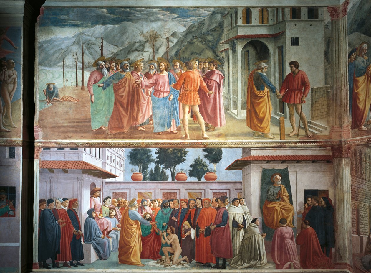The Tribute money, by Tommaso Masaccio, The Raising the Son of the Son of Theophilus and Saint Peter 作者 菲律宾人利皮