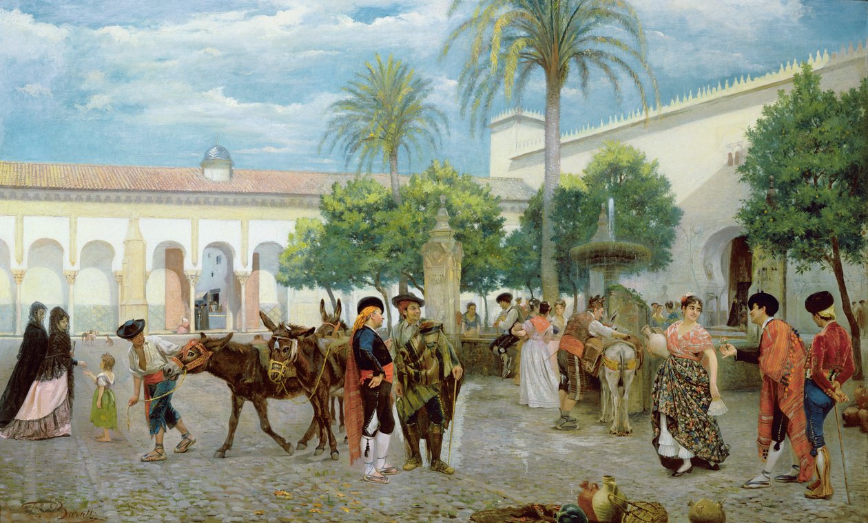 西班牙市场日，1877年 作者 菲利波·巴拉蒂（Filippo Baratti）