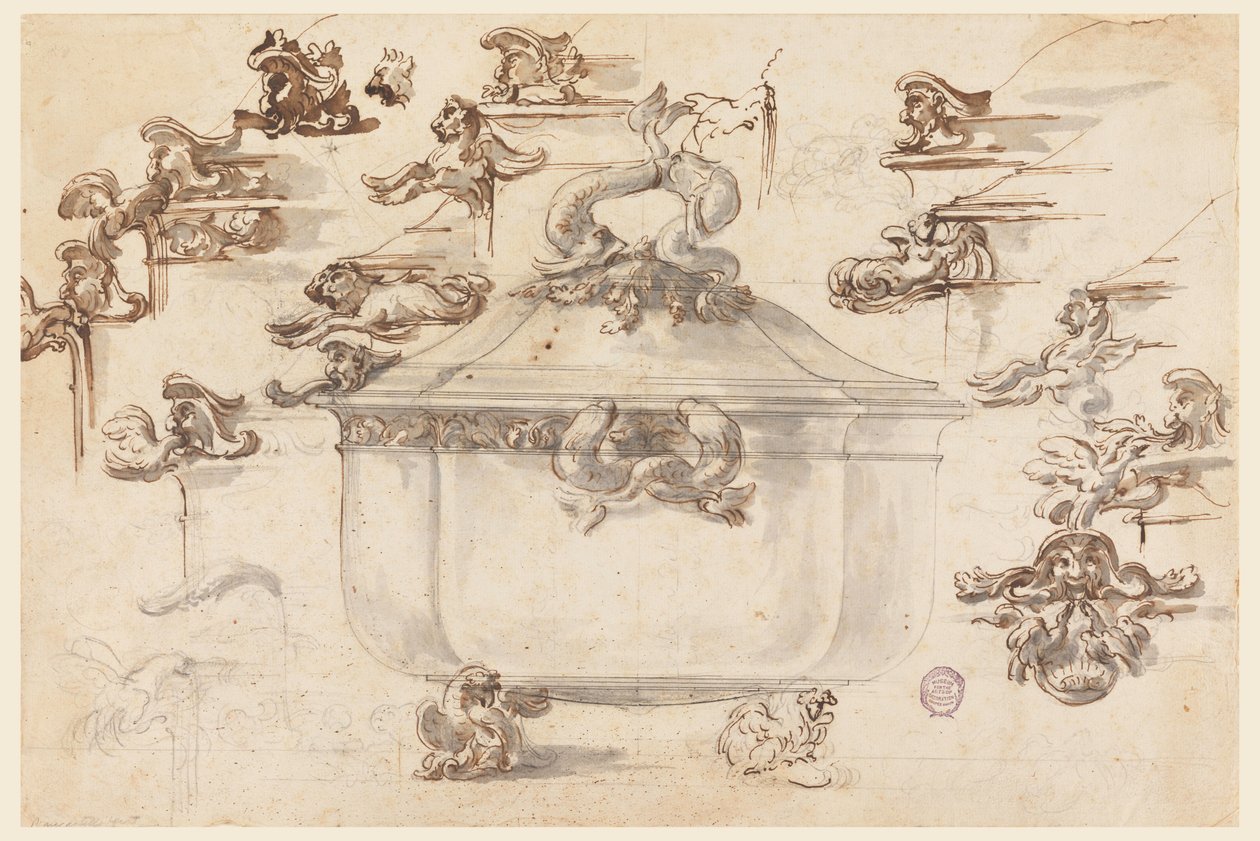 绘图，银色设计的设计，1769年 作者 菲利波·马基奥尼（Filippo Marchionni）