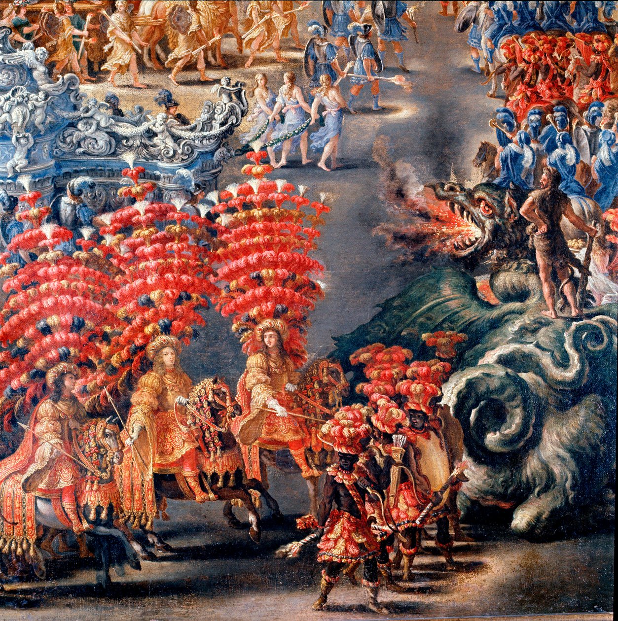 1656年2月28日在巴贝里尼宫举行的纪念克里斯蒂娜-德-苏德（Cristina di Svezia）的庆典活动，细节。由菲利普-劳里（1623-1694）和菲利普-加利亚尔迪（卒于1659）绘制。17世纪的罗马，罗马博物馆 作者 菲利普·劳里