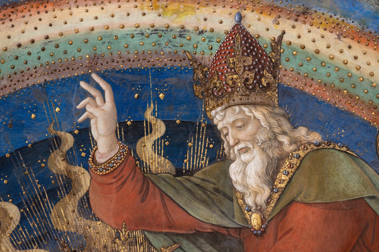 上帝，玛丽加冕的细节 作者 菲利波·利皮（Filippo Lippi）