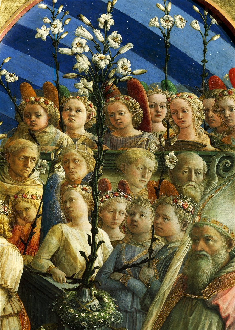 Coronazione Maringhi 或《圣母加冕》，Filippo Lippi（约 1406-1469 年）绘制，木蛋彩画，200x287 厘米，细节 作者 菲利波·利皮（Filippo Lippi）
