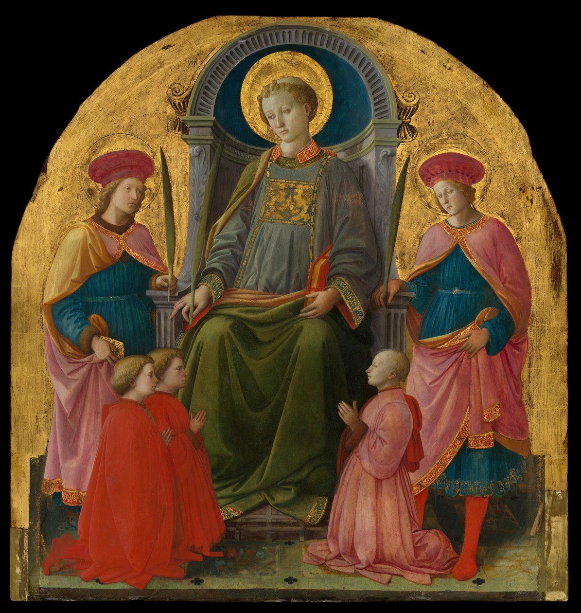 圣劳伦斯与圣徒和捐赠者一起登顶，1440年代。 作者 菲利波·利皮（Filippo Lippi）