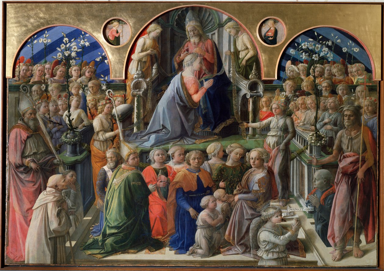 圣母加冕 - 面板上的蛋彩画 作者 菲利波·利皮（Filippo Lippi）