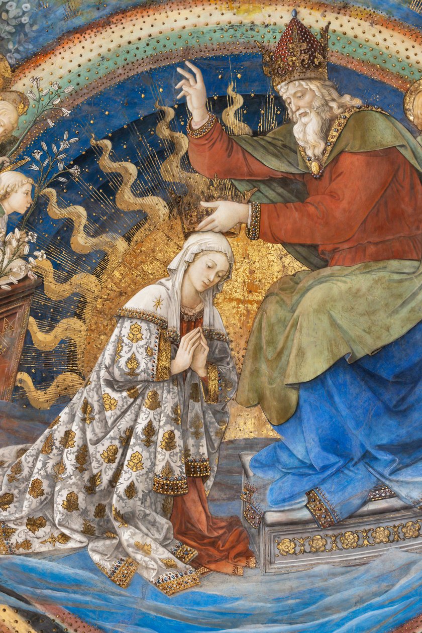 圣母玛利亚和上帝，玛利亚加冕细节 作者 菲利波·利皮（Filippo Lippi）