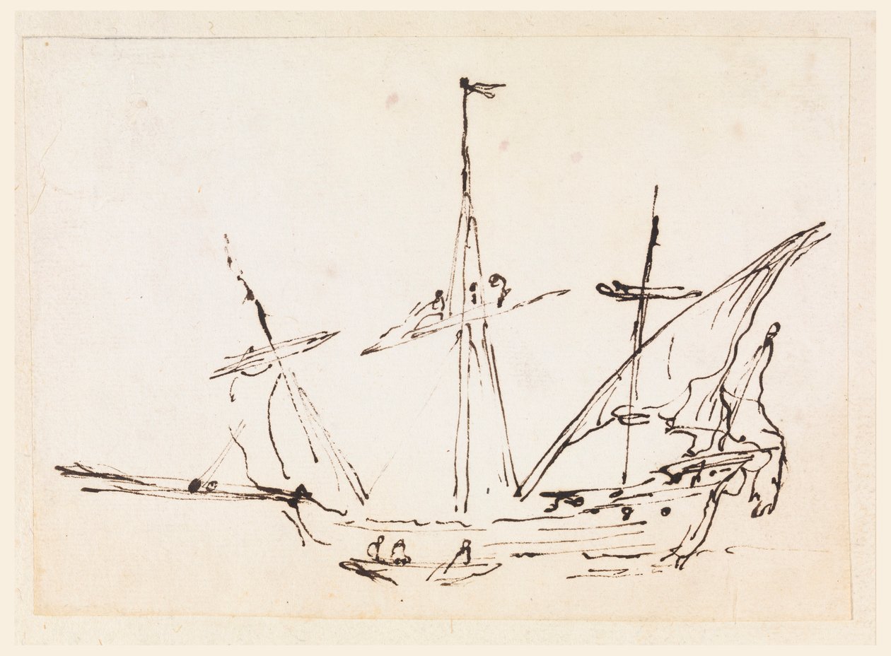 绘画，一艘帆船，1770-1800 年 作者 菲利波·马基奥尼（Filippo Marchionni）