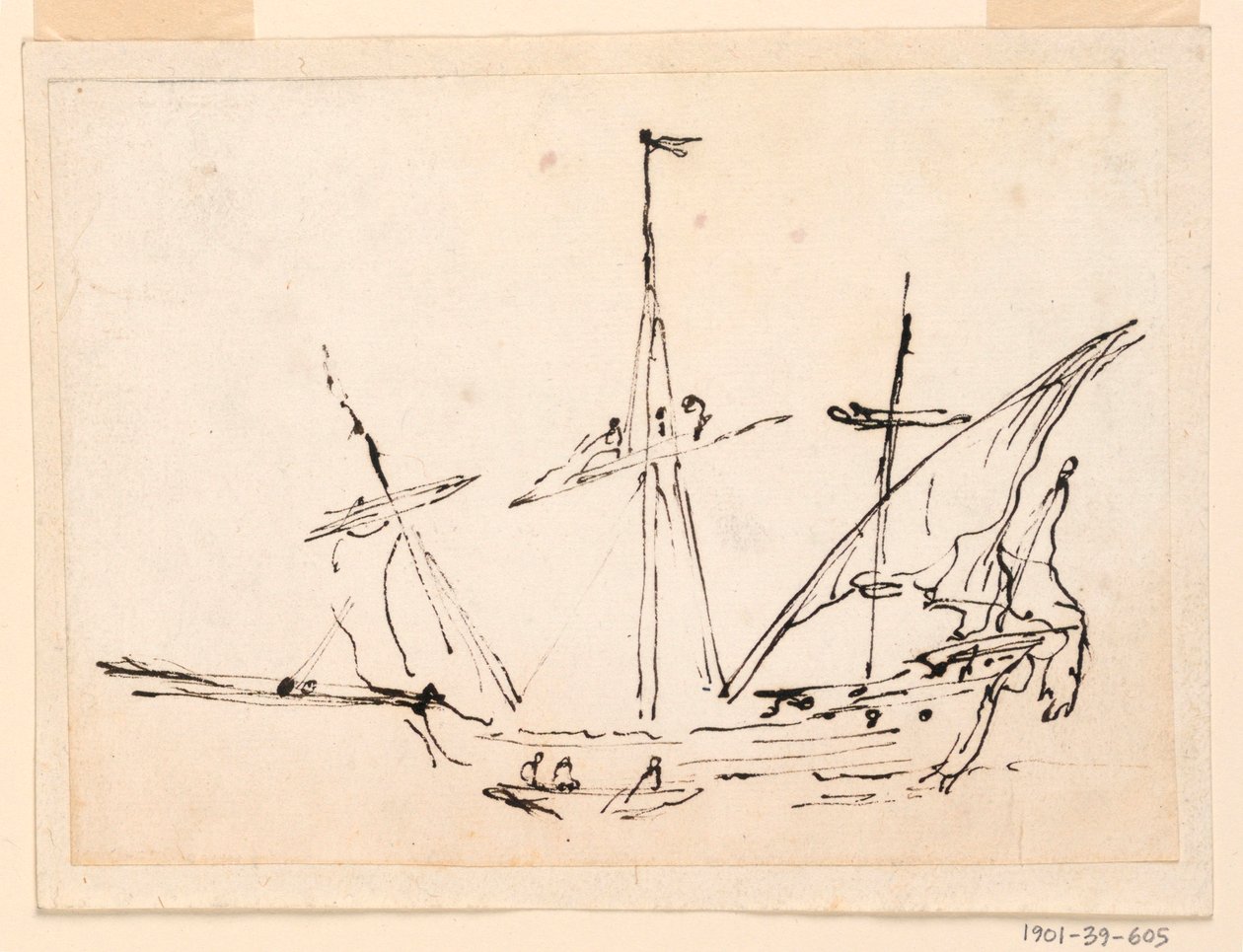绘画，一艘帆船，1770-1800 年 作者 菲利波·马基奥尼（Filippo Marchionni）