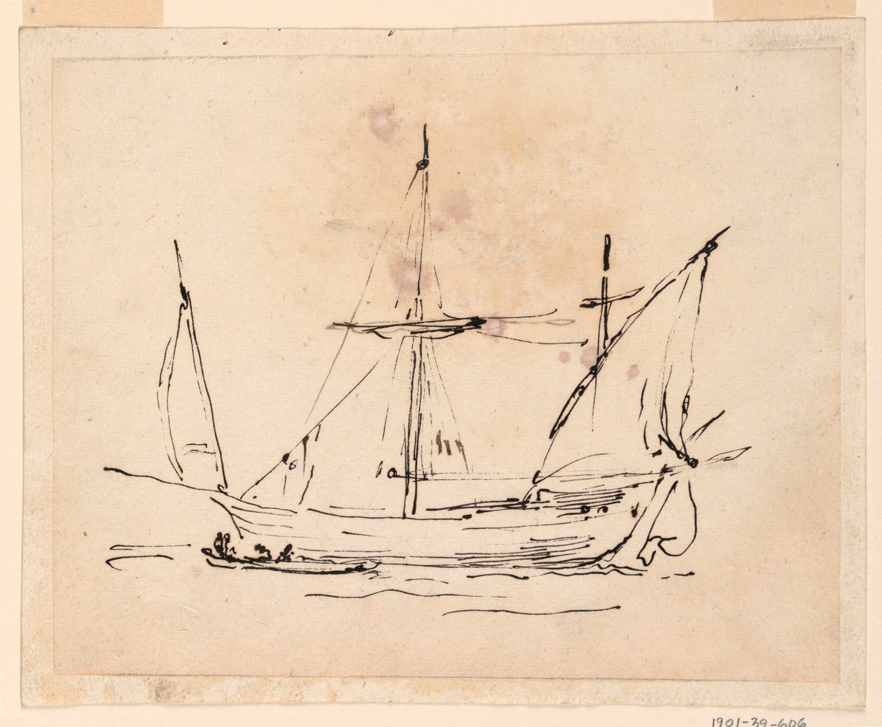 绘画，一艘帆船，1770-1800 年 作者 菲利波·马基奥尼（Filippo Marchionni）