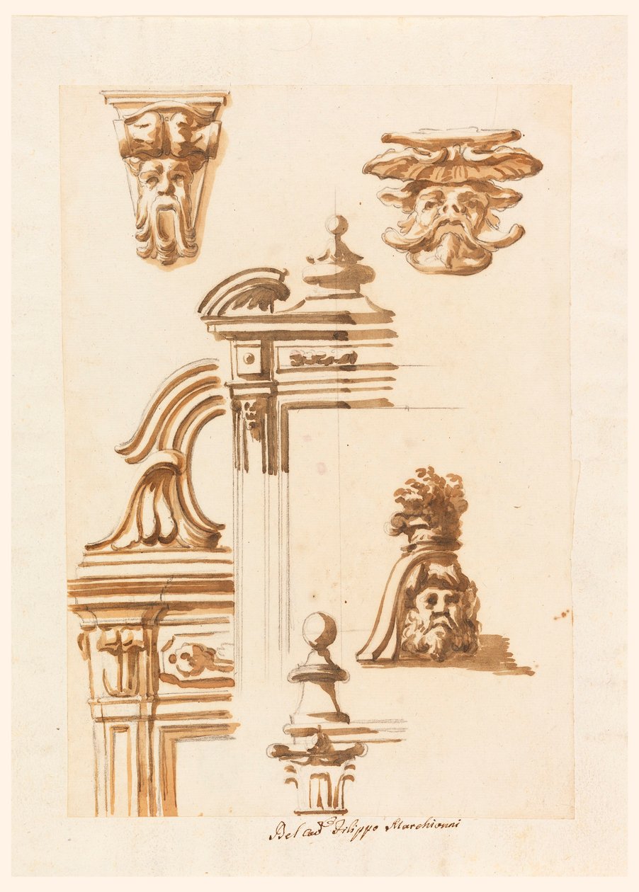 绘画，建筑研究，1750-90 年 作者 菲利波·马基奥尼（Filippo Marchionni）