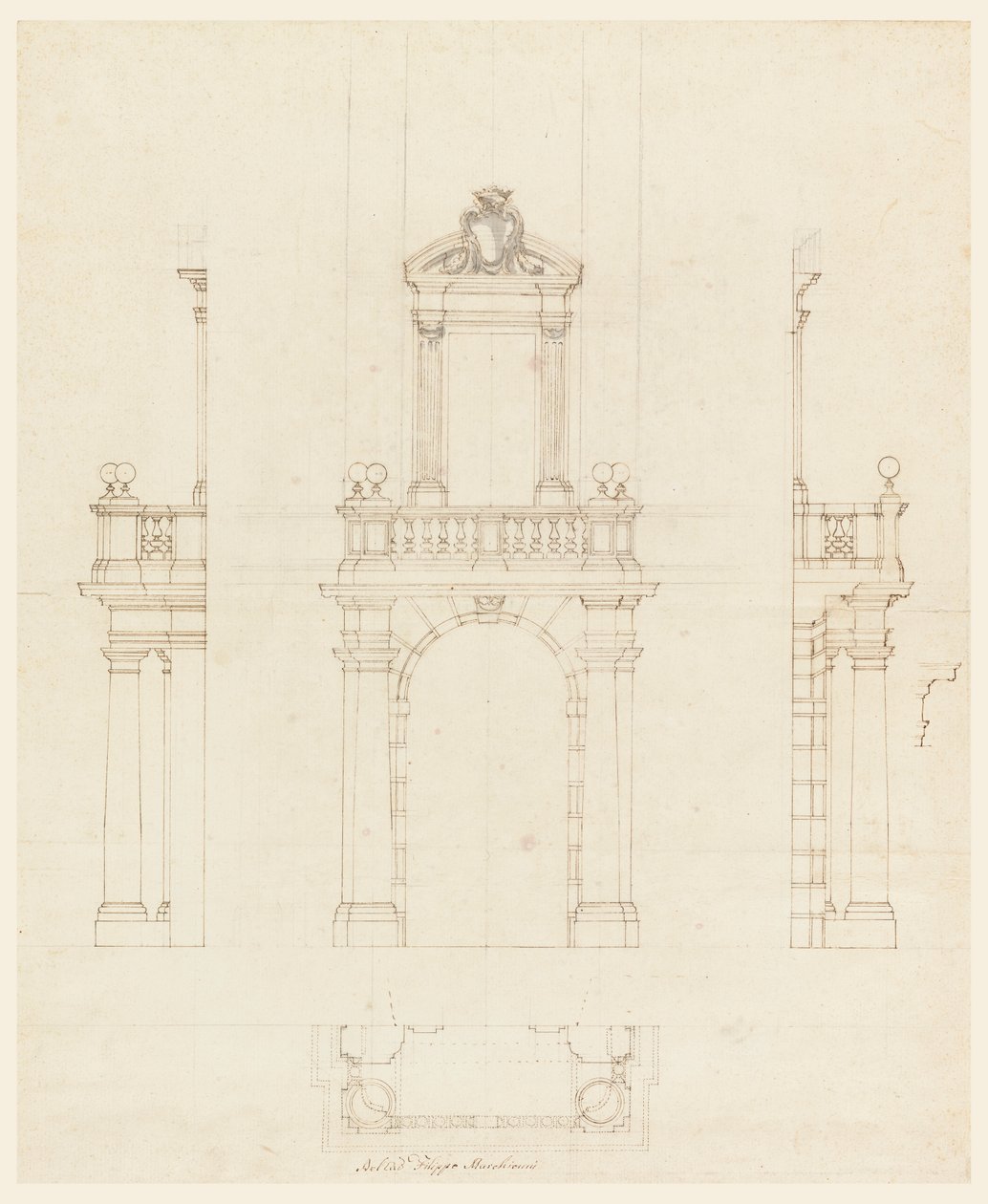 绘图，门框和门框，1750-1775 年 作者 菲利波·马基奥尼（Filippo Marchionni）