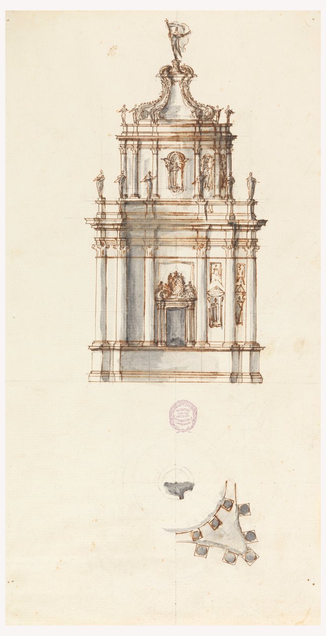 绘图，会幕项目，1750-1775 年 作者 菲利波·马基奥尼（Filippo Marchionni）