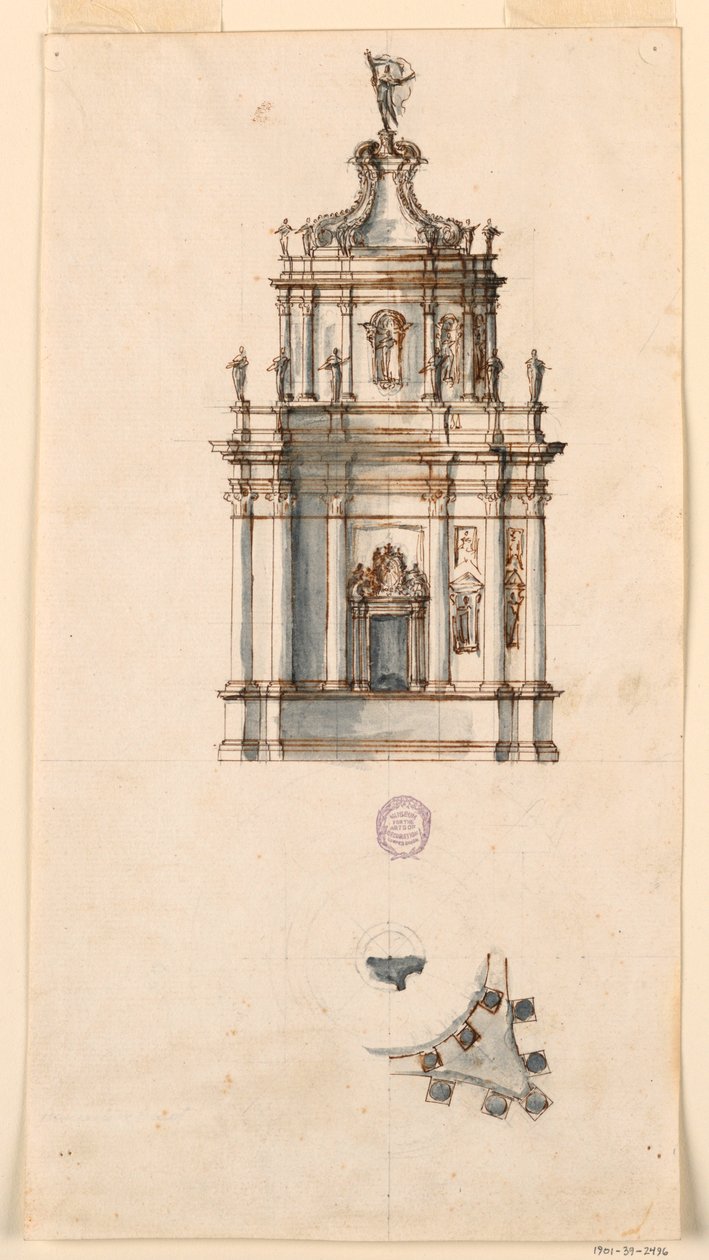绘图，会幕项目，1750-1775 年 作者 菲利波·马基奥尼（Filippo Marchionni）