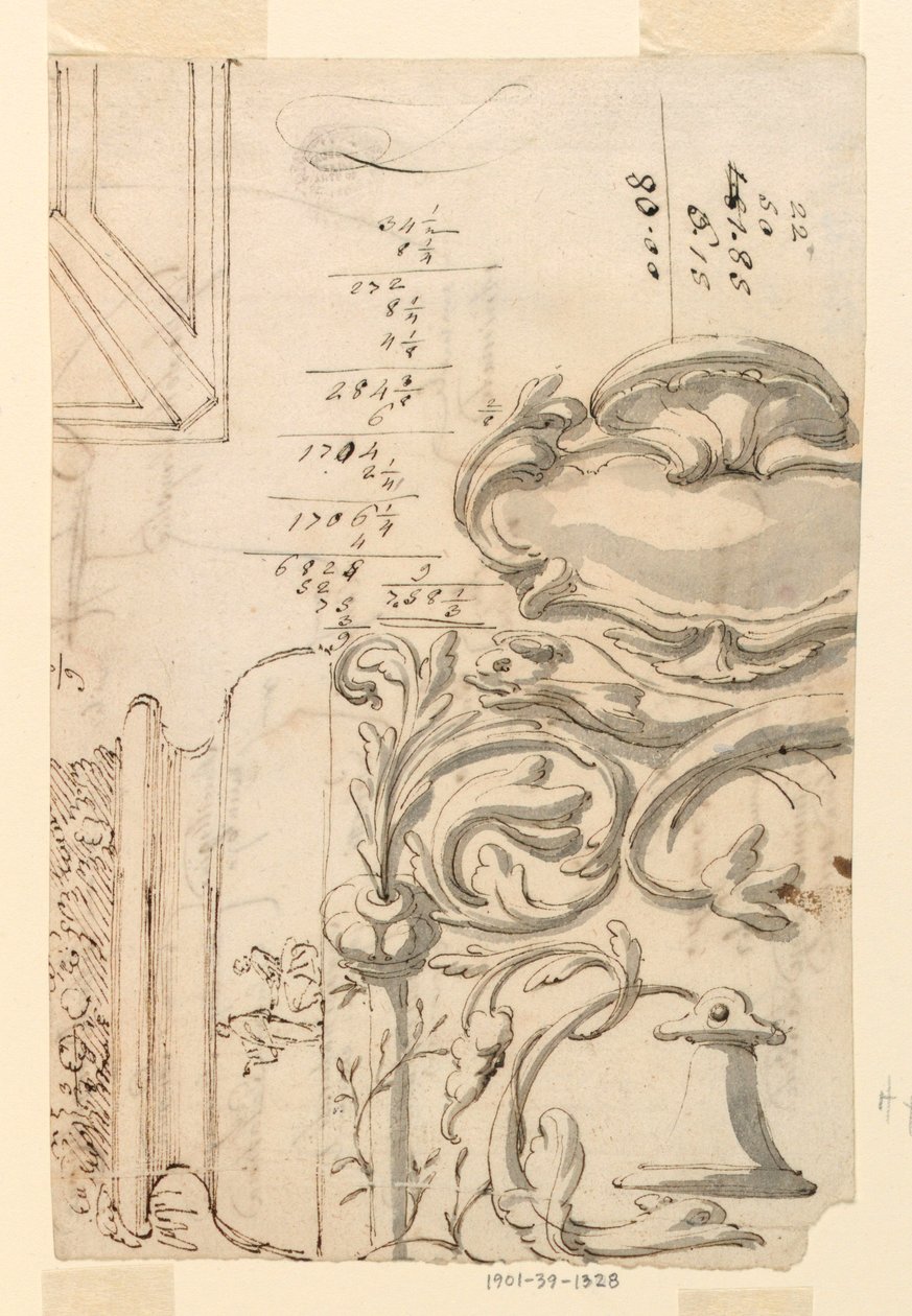素描，速写，约 1750 年 作者 菲利波·马基奥尼（Filippo Marchionni）