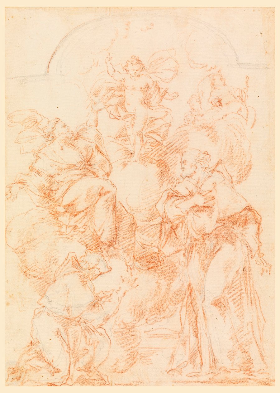 素描，带基督圣婴的圣坛画研究，1750-1800 年 作者 菲利波·马基奥尼（Filippo Marchionni）