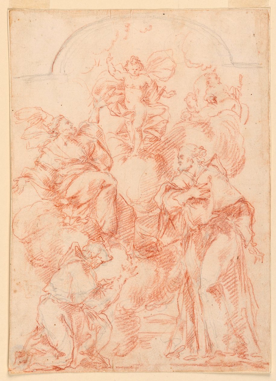素描，带基督圣婴的圣坛画研究，1750-1800 年 作者 菲利波·马基奥尼（Filippo Marchionni）