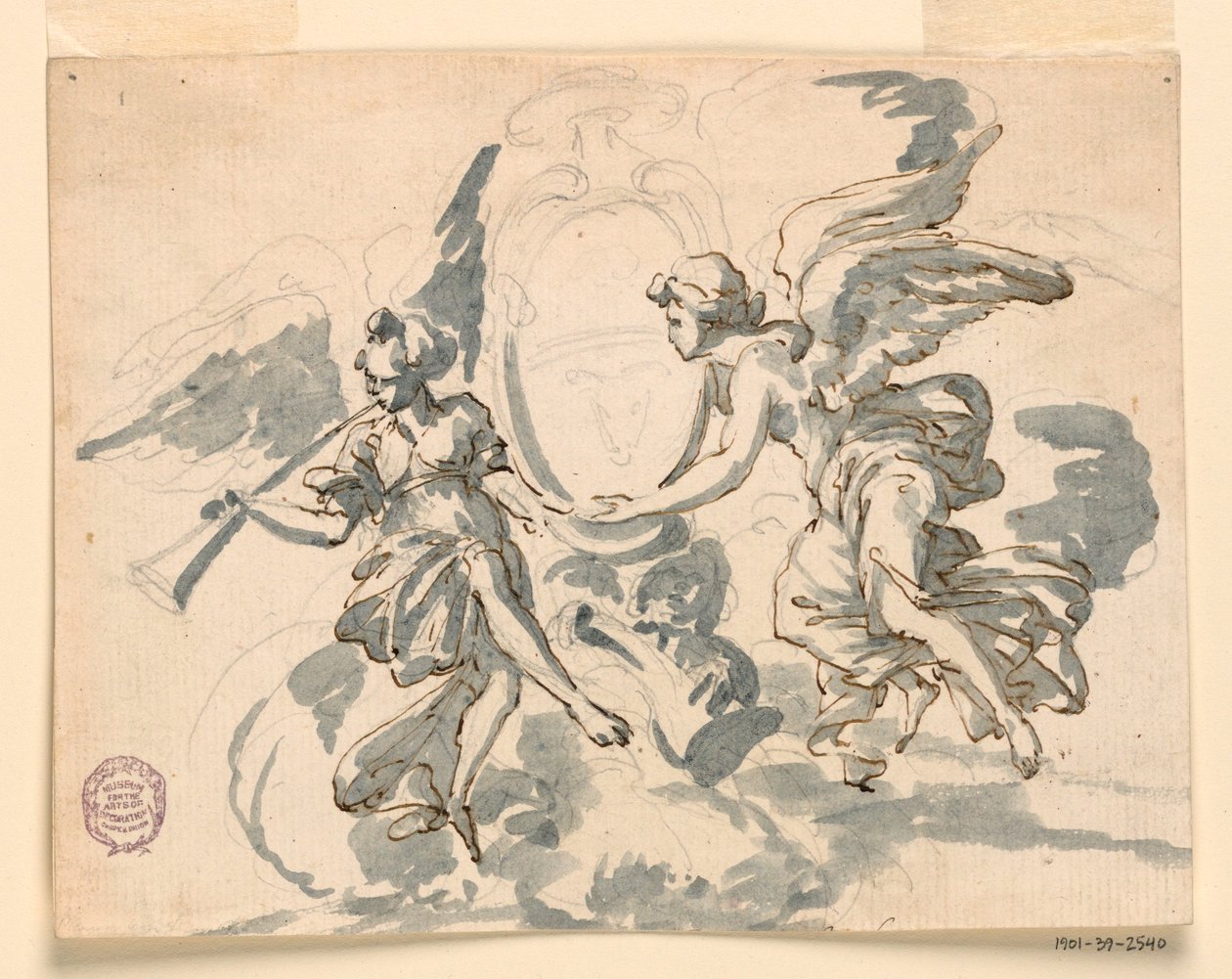素描，牧师的纹章，约 1750 年 作者 菲利波·马基奥尼（Filippo Marchionni）