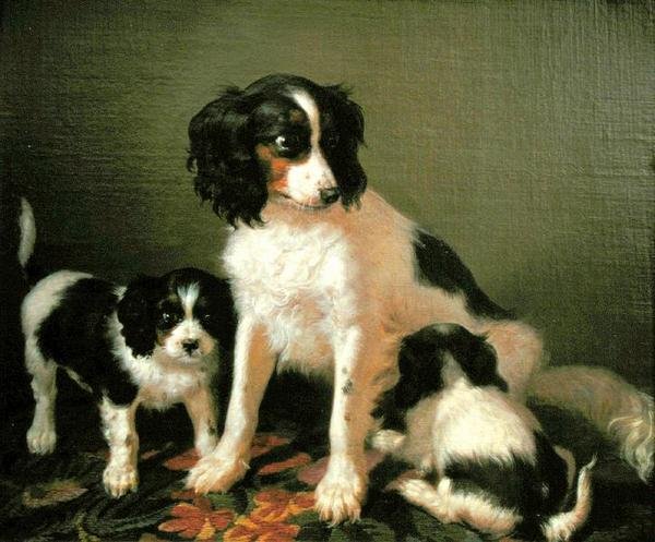 一只小猎犬和两只小狗（布面油画） 作者 菲利波·帕利齐