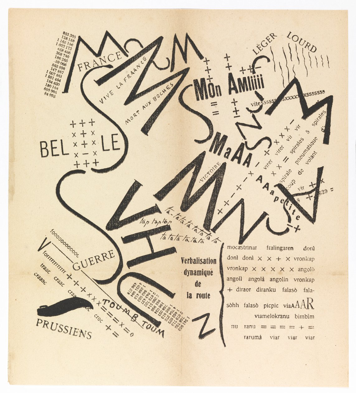 自由》中的元音辅音字数。未来派文字学家》，1915年。 作者 菲利波·托马索·马里内蒂