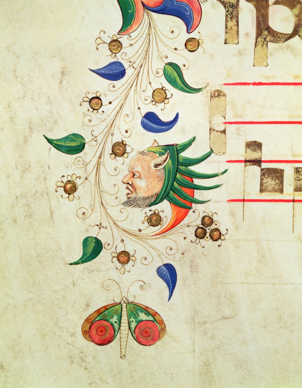 Missal 515 f.72v Zoomorphic foliate border，1449 vellum之前执行的合唱团书中的细节 作者 Filippo di Matteo Torelli