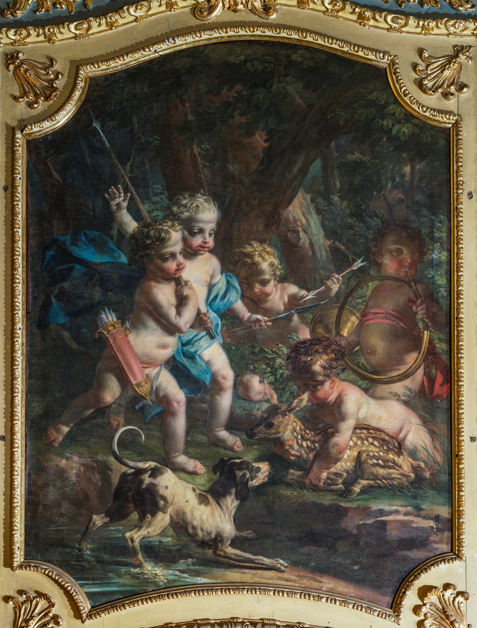 描绘小天使的装饰板，Stupinigi狩猎宫，由Filippo Juvarra（1678-1736）创作。 作者 Filippo或Juvara Juvarra