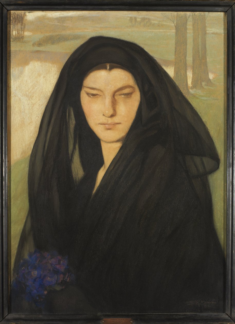 Enigme，1915年在纸上的彩色粉笔 作者 菲尔曼·贝斯（Firmin Baes）