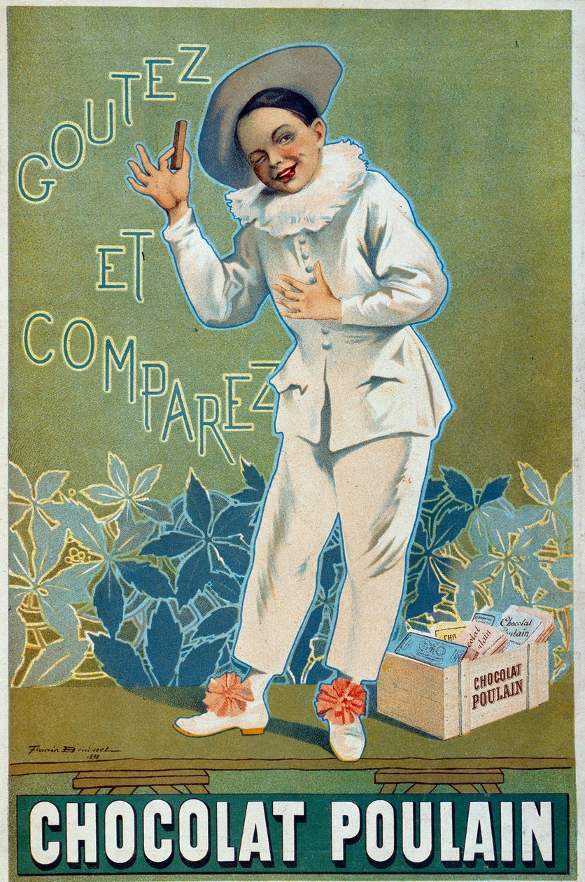 Firmin Etienne Bruisset (1859-1925)为Chocolat Poulain制作的海报广告 "Goutez et compararez"。 作者 Firmin Bouisset