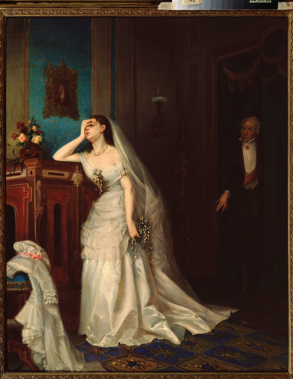Apres le mariage（《婚后》）--菲尔斯-谢尔盖耶维奇-朱拉维夫（1836-1901 年）的油画，纸上水彩 作者 谢尔盖耶维奇·朱拉夫列夫一世
