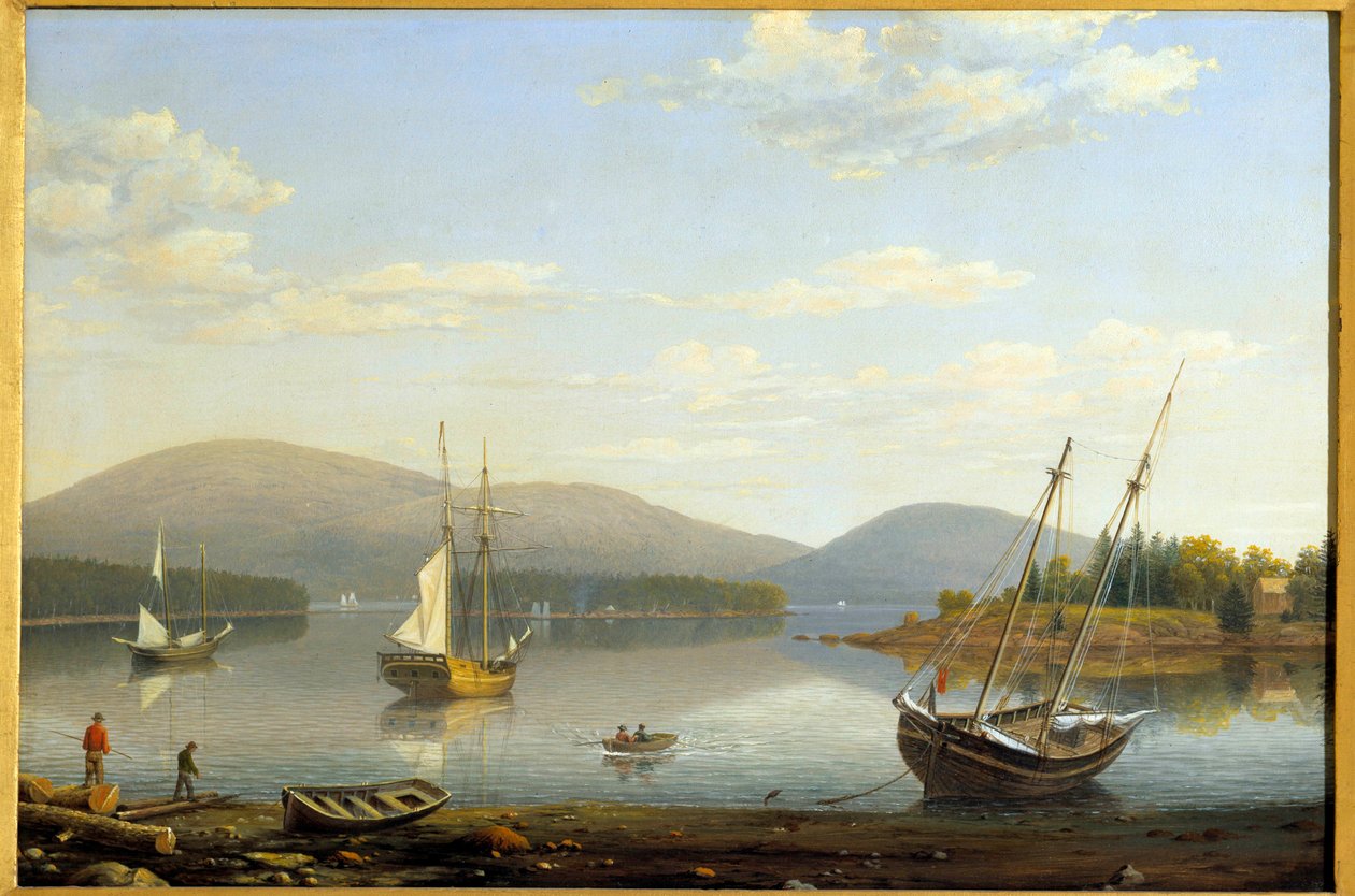 美国缅因州索姆斯港的景色休·莱恩·菲茨 (Hugh Lane Fitz) (1804-1865) 1850 年私人收藏 作者 费兹·亨利·莱恩