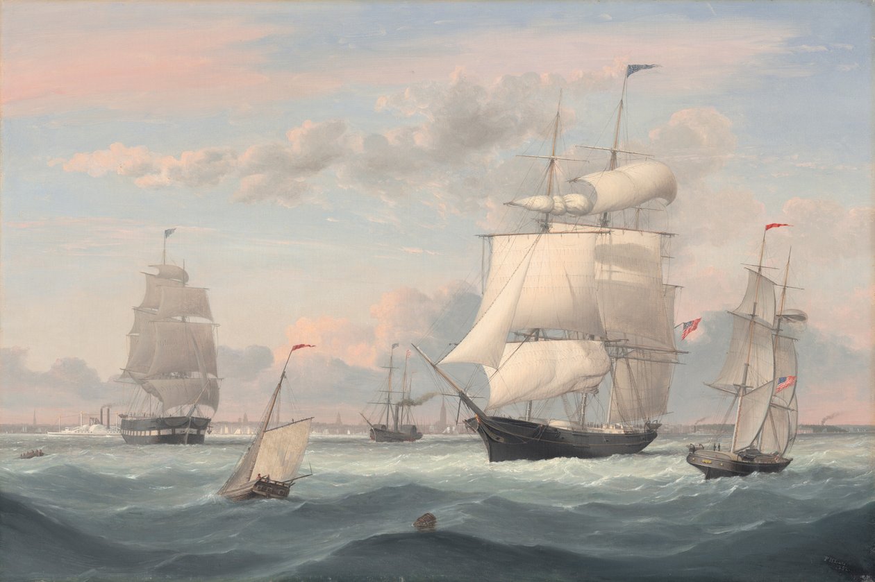 纽约港，1852年。 作者 菲茨休莱恩