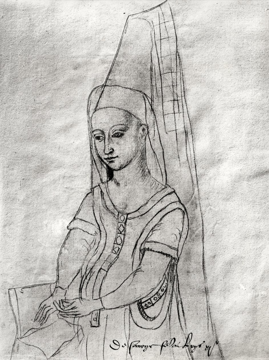 Charlotte de Savoie（c.1442-83）路易十一的妻子（1422-83）来自&39;Recueil d&39;Arras&39;（纸上的木炭） 作者 佛兰芒学校