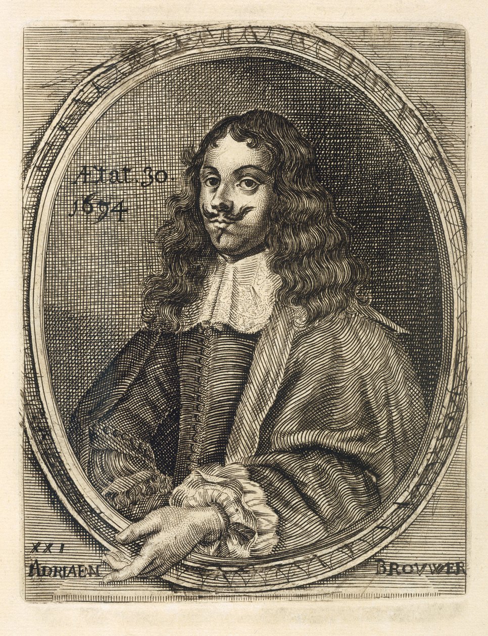 Adriaen Brouwer的肖像，1634年 作者 佛兰芒学校
