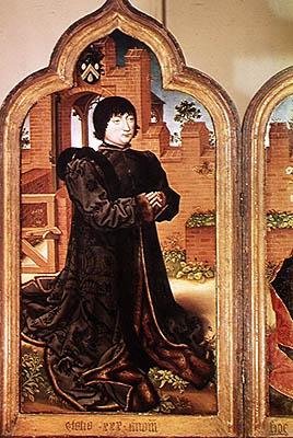 Jean de Witte的三联画，左手小组描绘了Jean de Witte，1473 作者 佛兰芒学校