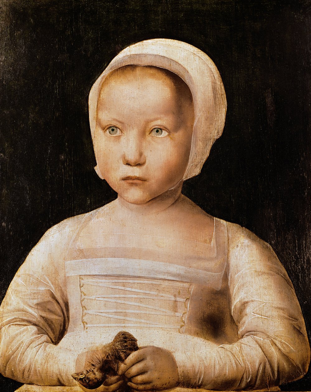 有一只死的鸟的女孩，c.1500-25 作者 佛兰芒学校
