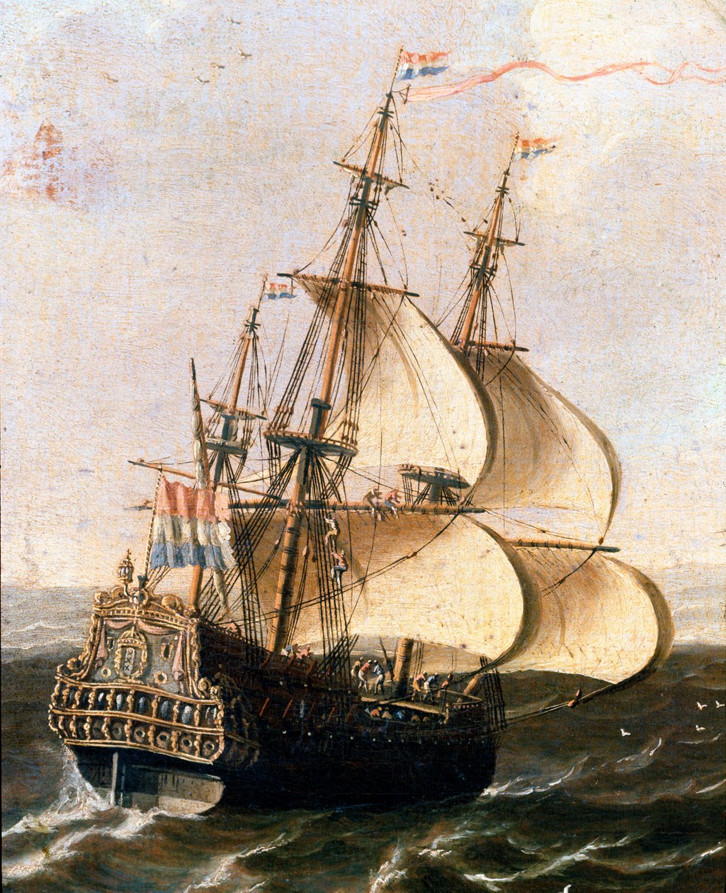 东印度群岛荷兰公司的一艘大帆船 佛兰芒画派的匿名绘画。 17 世纪 Museo Navale，Genes 作者 佛兰芒学校