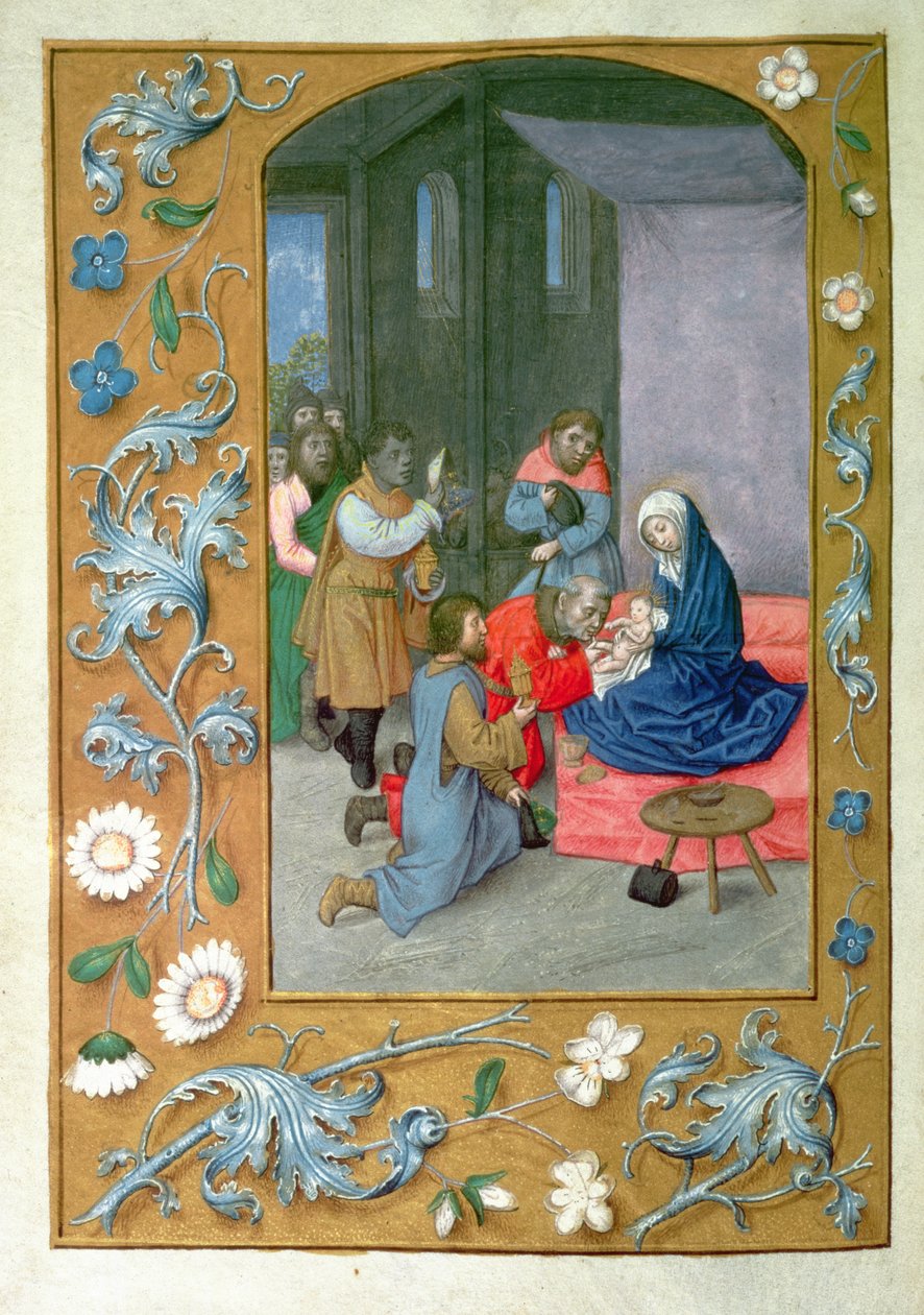 Add 54782 f.119v 《孩童的崇拜》，选自《黑斯廷斯小时集》，约 1475-83 年（牛皮纸） 作者 佛兰芒学校