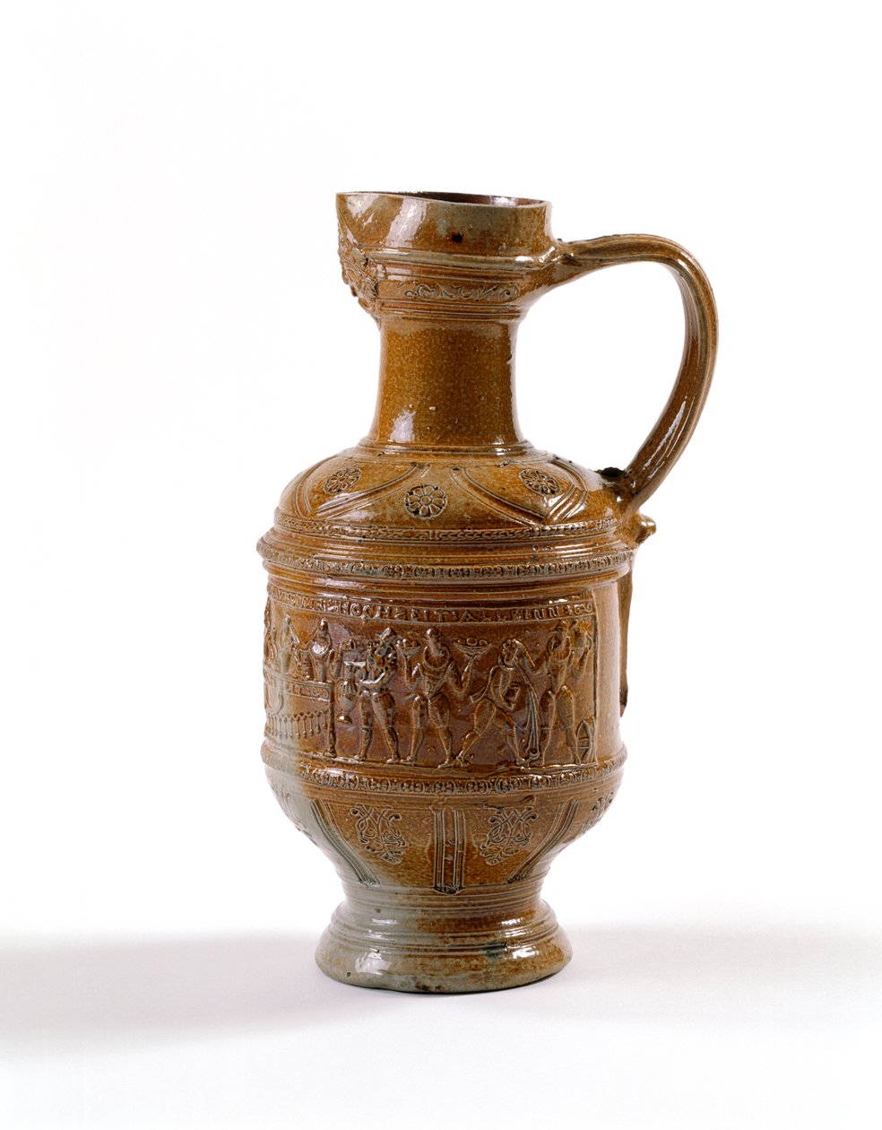 啤酒壶，比利时Raeren制造，c.1580-1600（盐釉粗陶器） 作者 佛兰芒学校